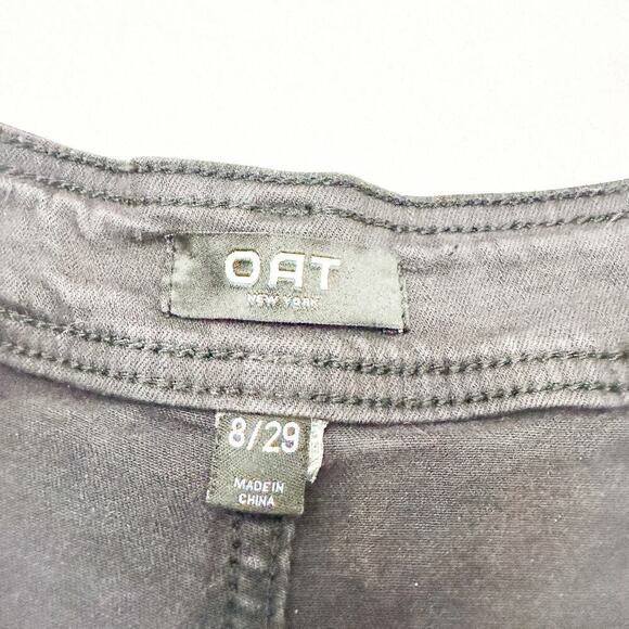 OAT Wide Flared Black Raw Hem Denim Jeans Size 8 / 29 - Picture 6 of 9